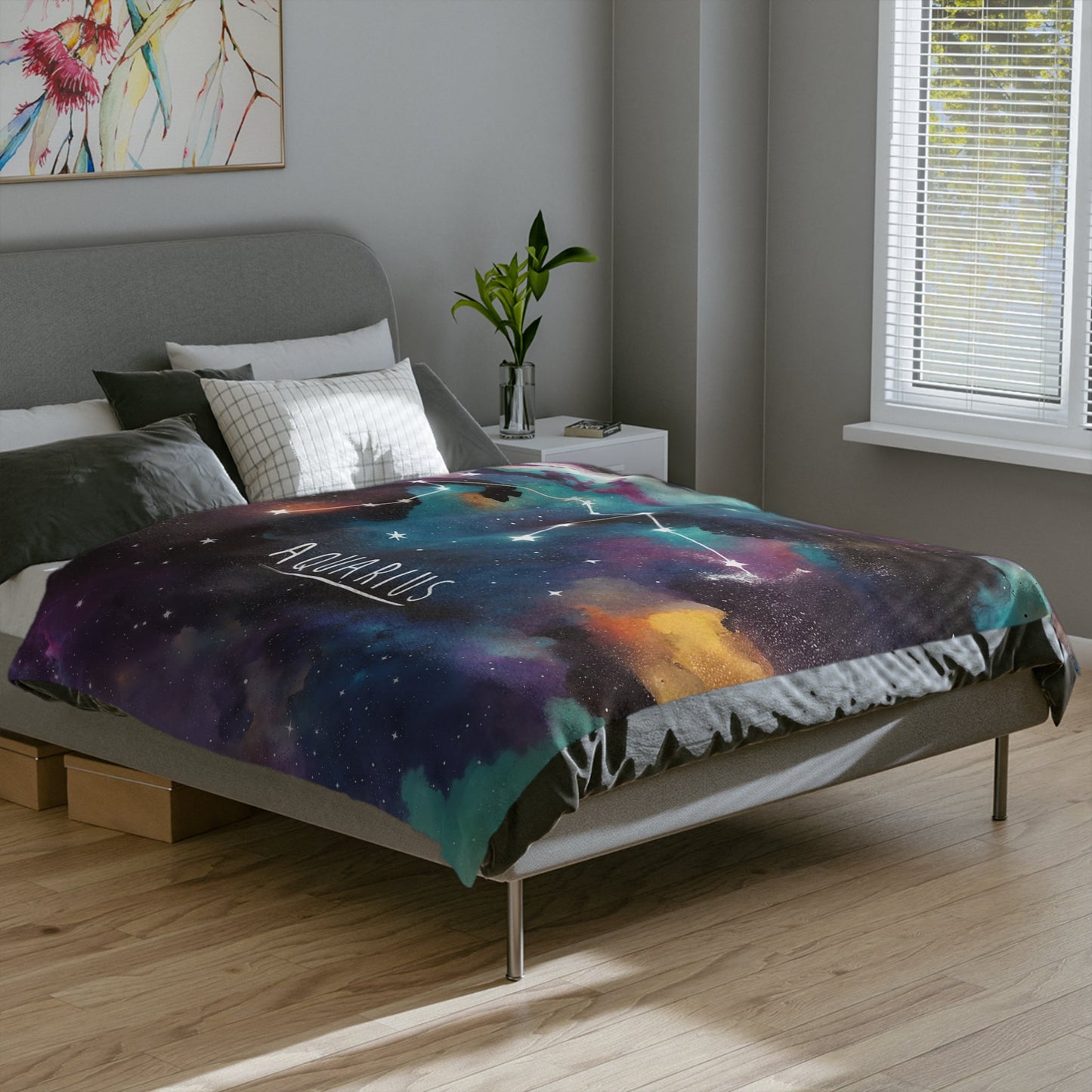 Fleece Blanket - Aquarius Zodiac Celestial Design - LucyKay store