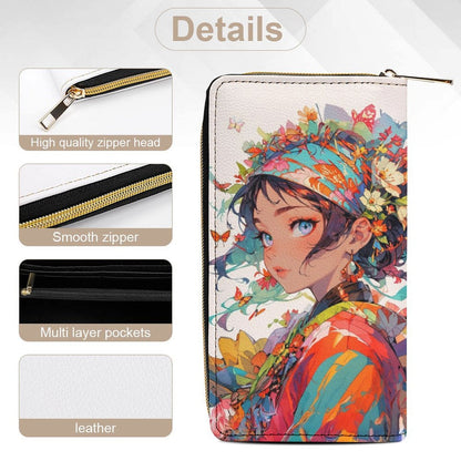 Floral Anime Muse - PU Leather Wallet - LucyKay store