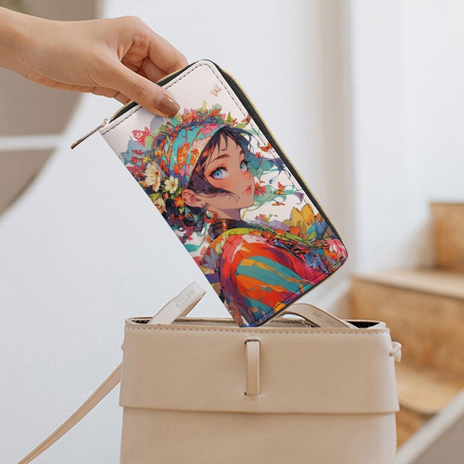 Floral Anime Muse - PU Leather Wallet - LucyKay store