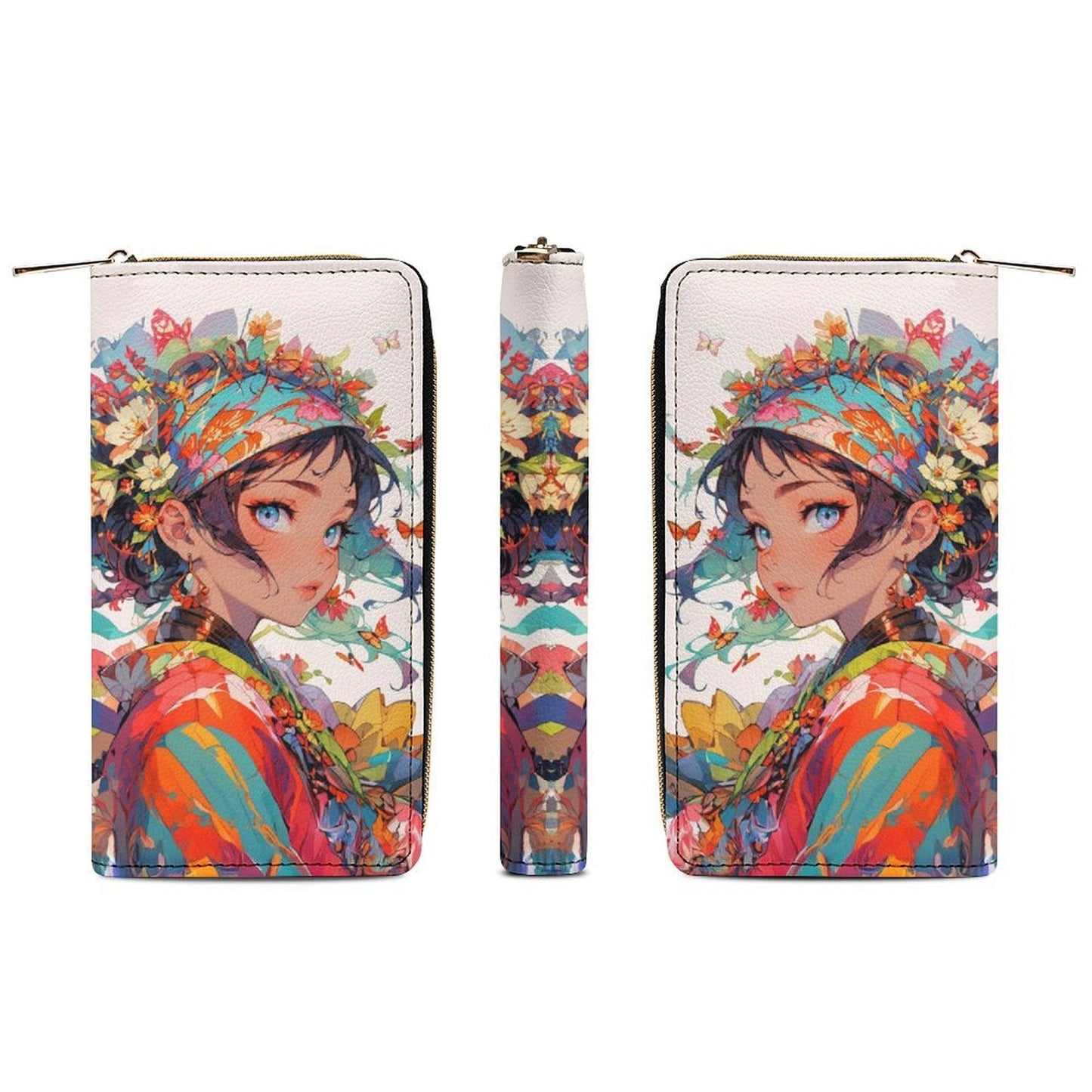 Floral Anime Muse - PU Leather Wallet - LucyKay store