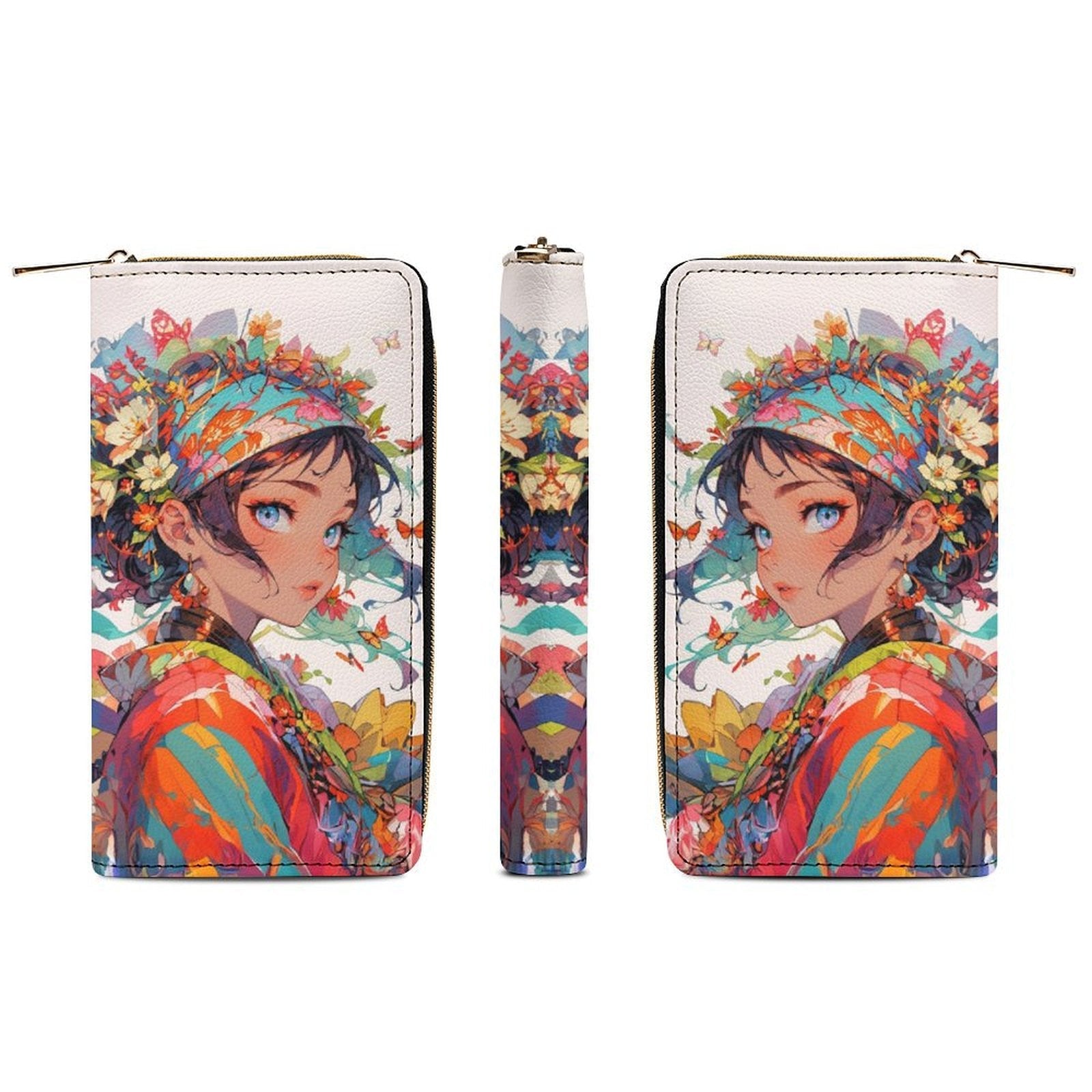 Floral Anime Muse - PU Leather Wallet - LucyKay store