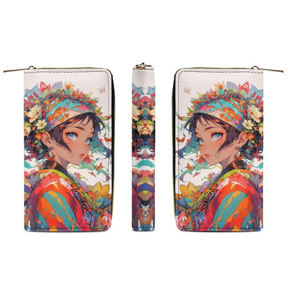 Floral Anime Muse - PU Leather Wallet - LucyKay store