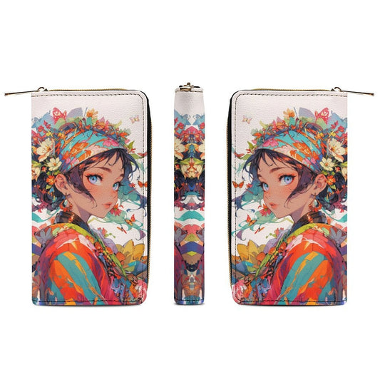 Floral Anime Muse - PU Leather Wallet - LucyKay store