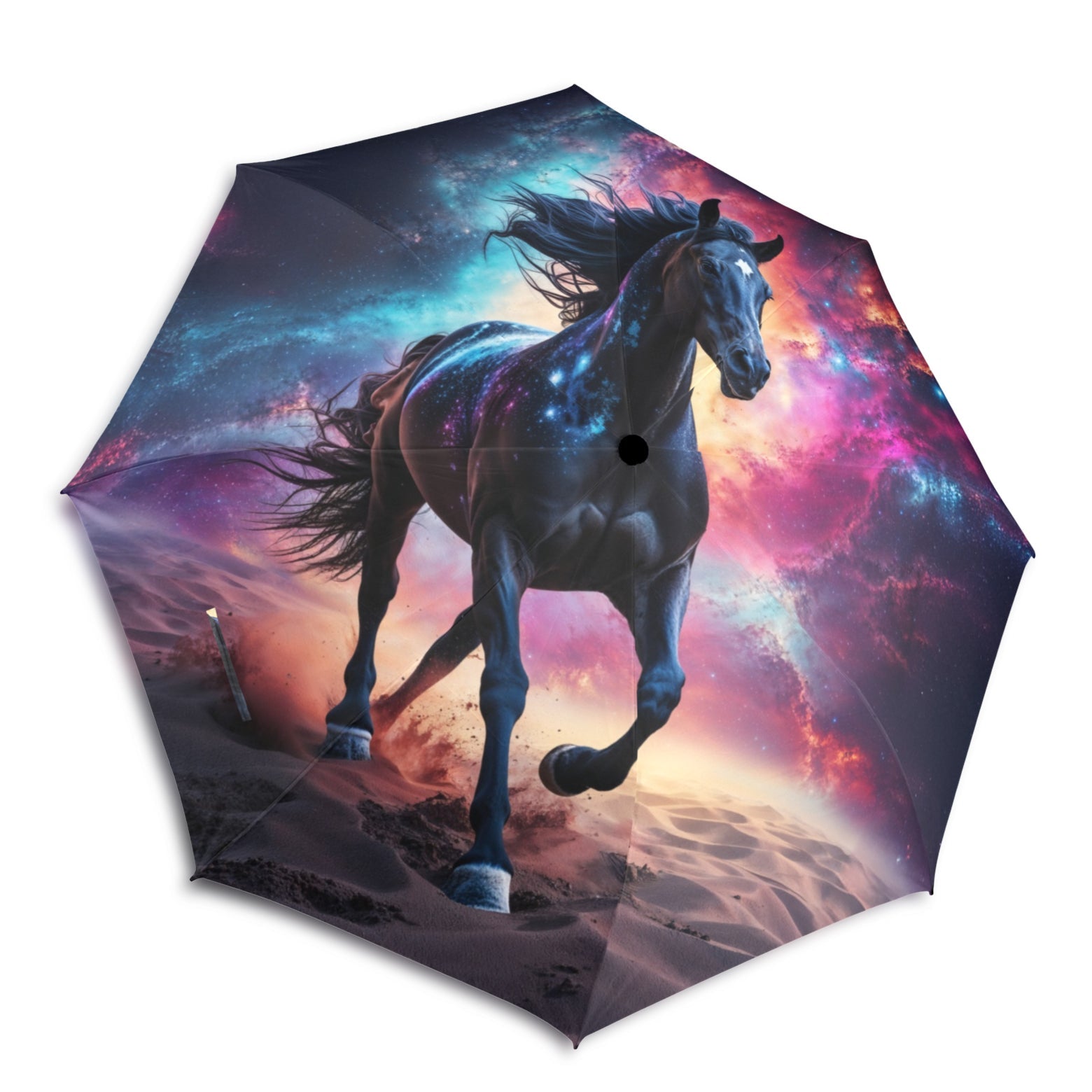 Foldable umbrella - Majestic Black Horse Design - LucyKay store