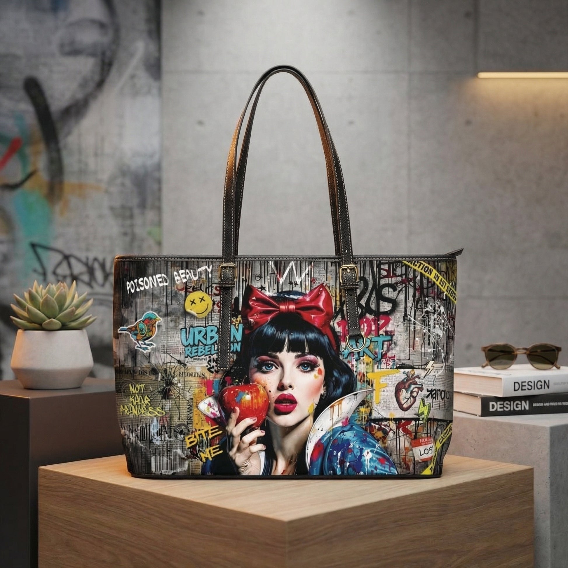 Pop Art Snow White Shoulder Bag | Urban Graffiti PU Leather - LucyKay store