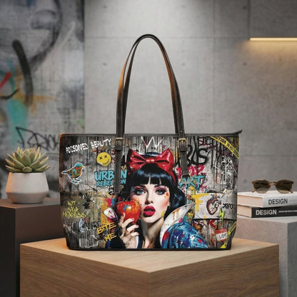 Pop Art Snow White Shoulder Bag | Urban Graffiti PU Leather - LucyKay store