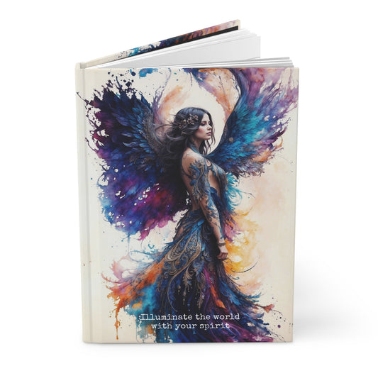 Hardcover Journal Matte - Angel Woman Watercolor Portrait , Artistic Notebook, A5 - LucyKay store