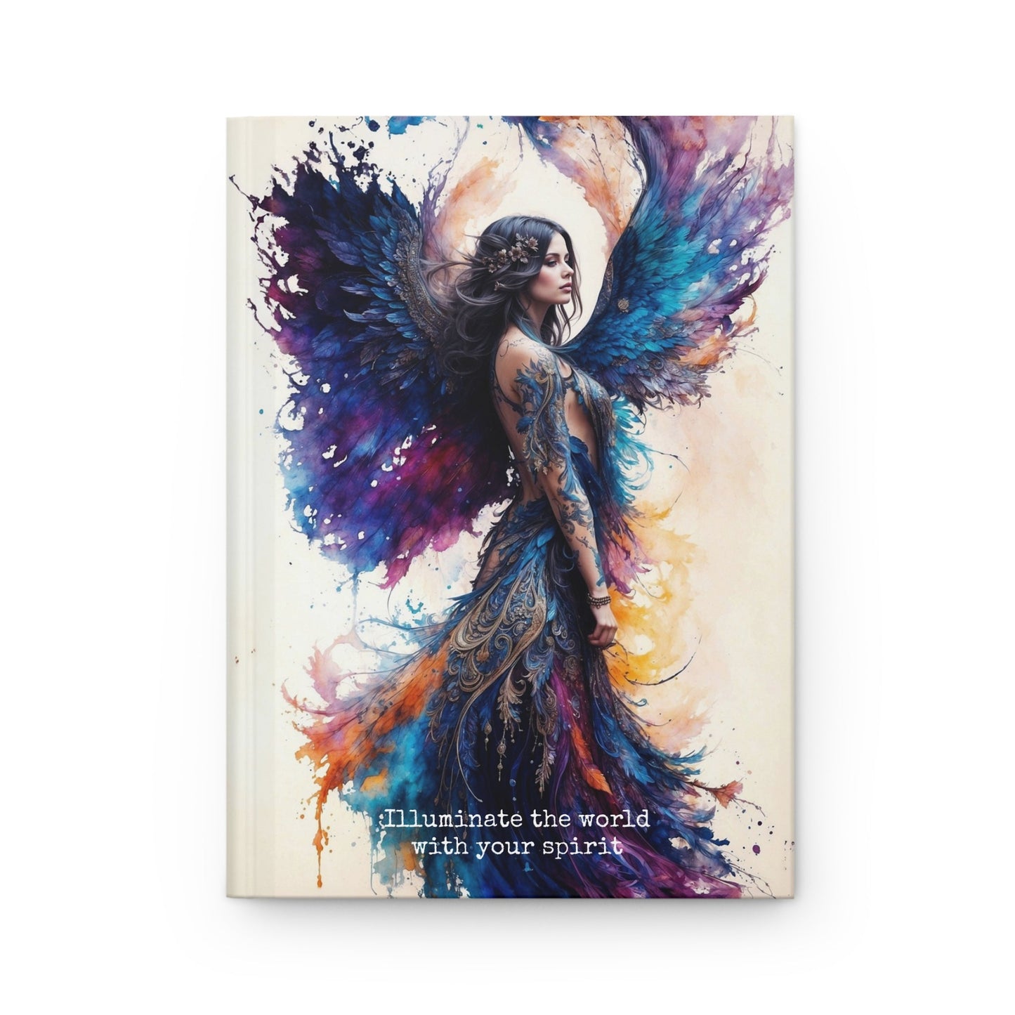 Hardcover Journal Matte - Angel Woman Watercolor Portrait , Artistic Notebook, A5 - LucyKay store