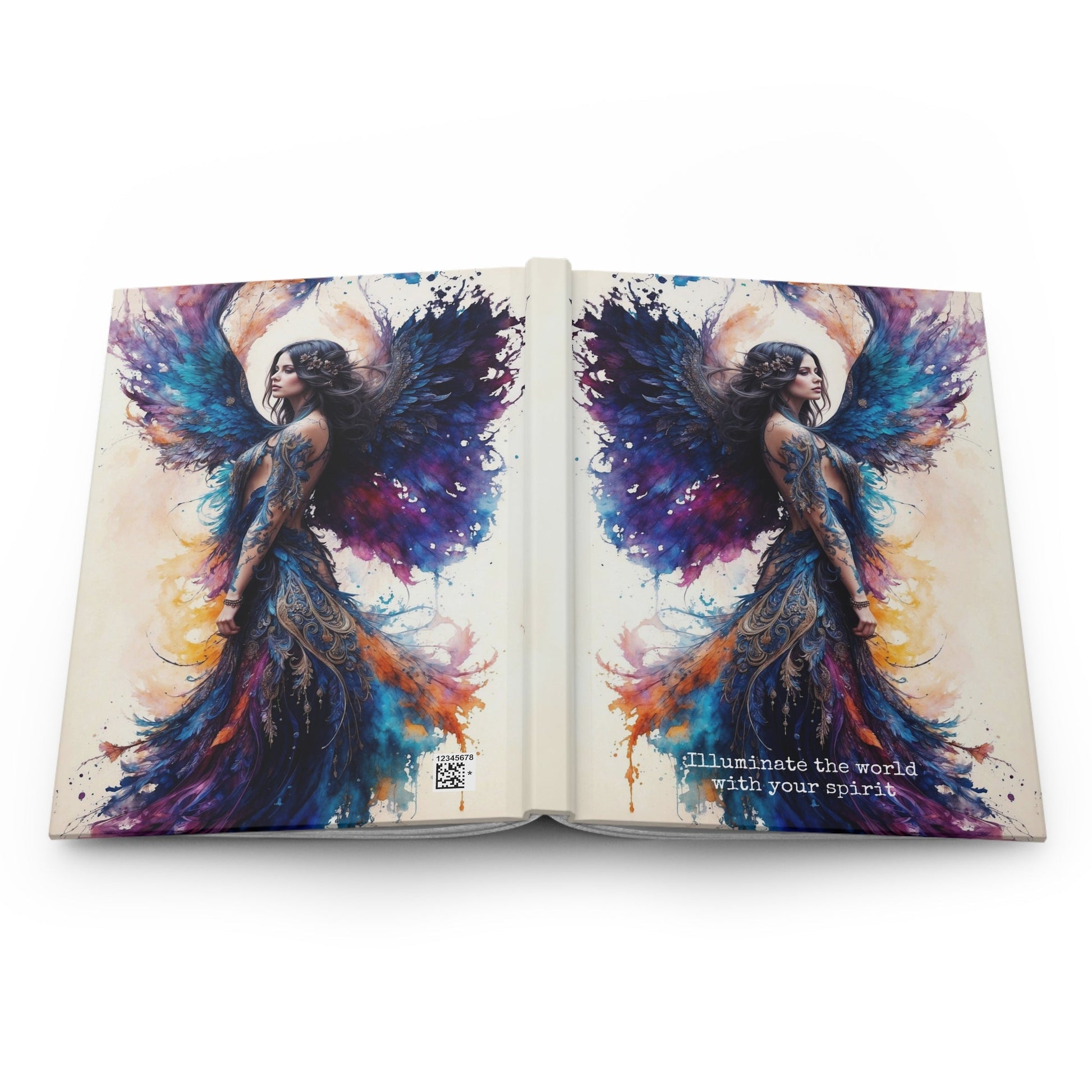 Hardcover Journal Matte - Angel Woman Watercolor Portrait , Artistic Notebook, A5 - LucyKay store