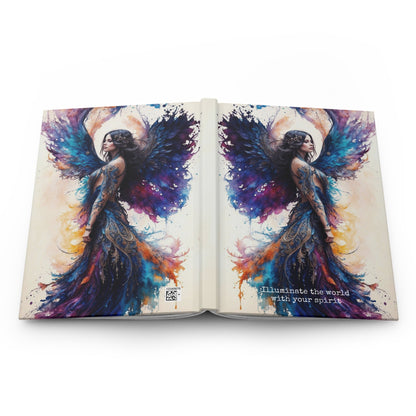 Hardcover Journal Matte - Angel Woman Watercolor Portrait , Artistic Notebook, A5 - LucyKay store