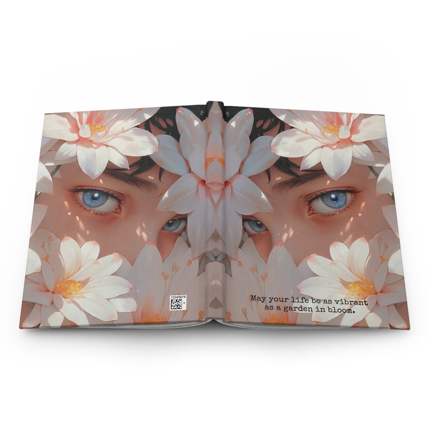Hardcover Journal Matte - Face Surrounded by White Flowers Art Print, A5 - LucyKay store