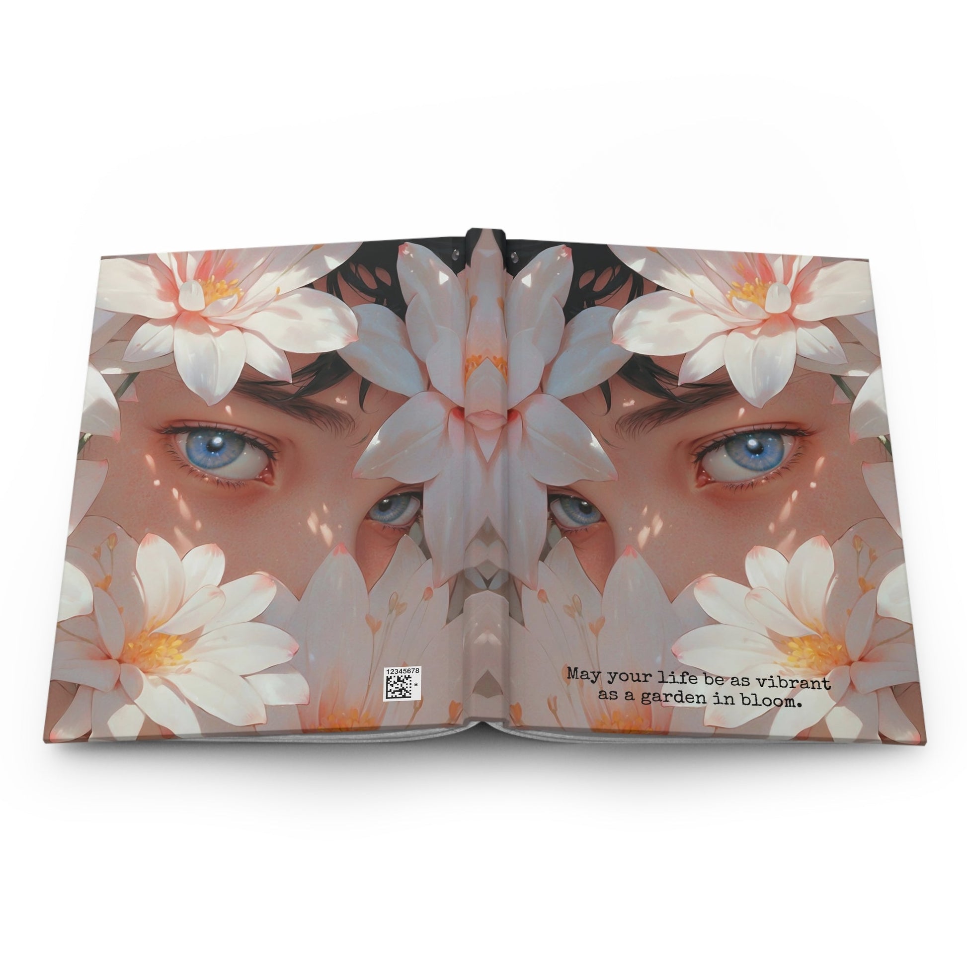 Hardcover Journal Matte - Face Surrounded by White Flowers Art Print, A5 - LucyKay store