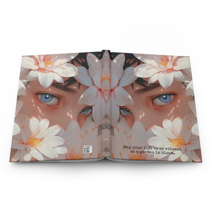 Hardcover Journal Matte - Face Surrounded by White Flowers Art Print, A5 - LucyKay store