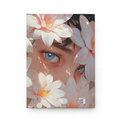 Hardcover Journal Matte - Face Surrounded by White Flowers Art Print, A5 - LucyKay store