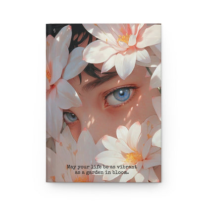 Hardcover Journal Matte - Face Surrounded by White Flowers Art Print, A5 - LucyKay store