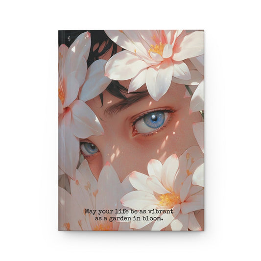 Hardcover Journal Matte - Face Surrounded by White Flowers Art Print, A5 - LucyKay store