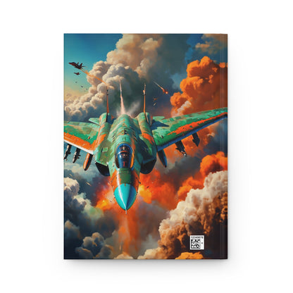 Hardcover Journal Matte - Featuring Fighter Jet in Clouds Illustration, A5 - LucyKay store