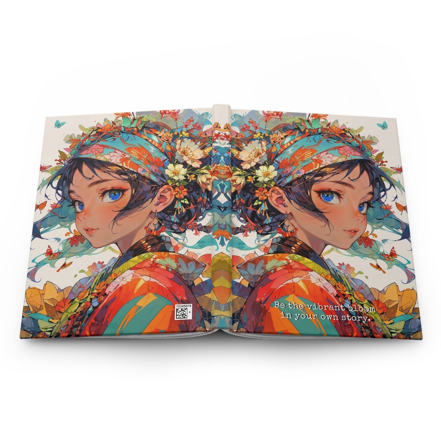 Hardcover Journal Matte - Floral Anime Muse Illustration, A5 - LucyKay store