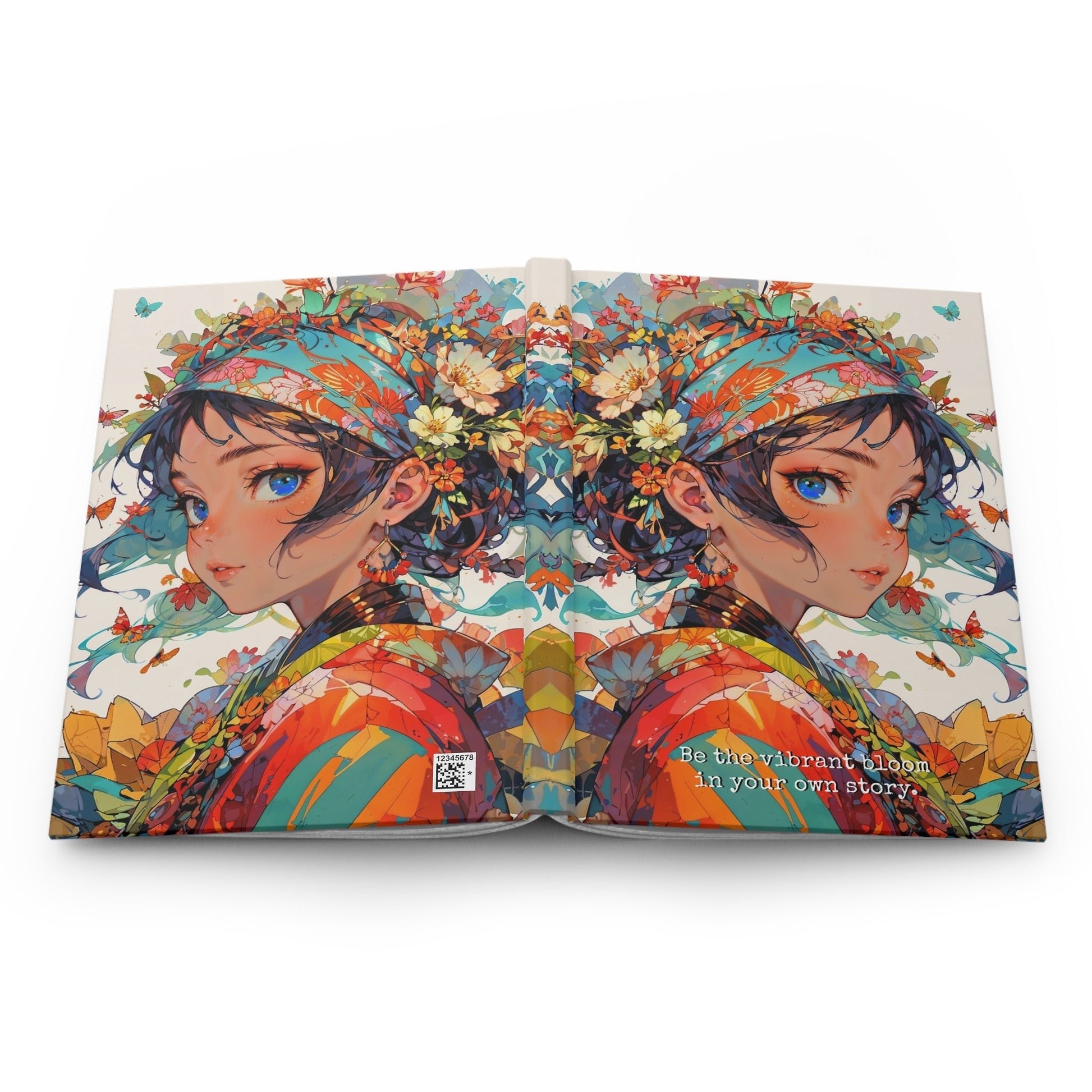 Hardcover Journal Matte - Floral Anime Muse Illustration, A5 - LucyKay store