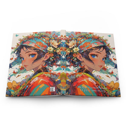 Hardcover Journal Matte - Floral Anime Muse Illustration, A5 - LucyKay store