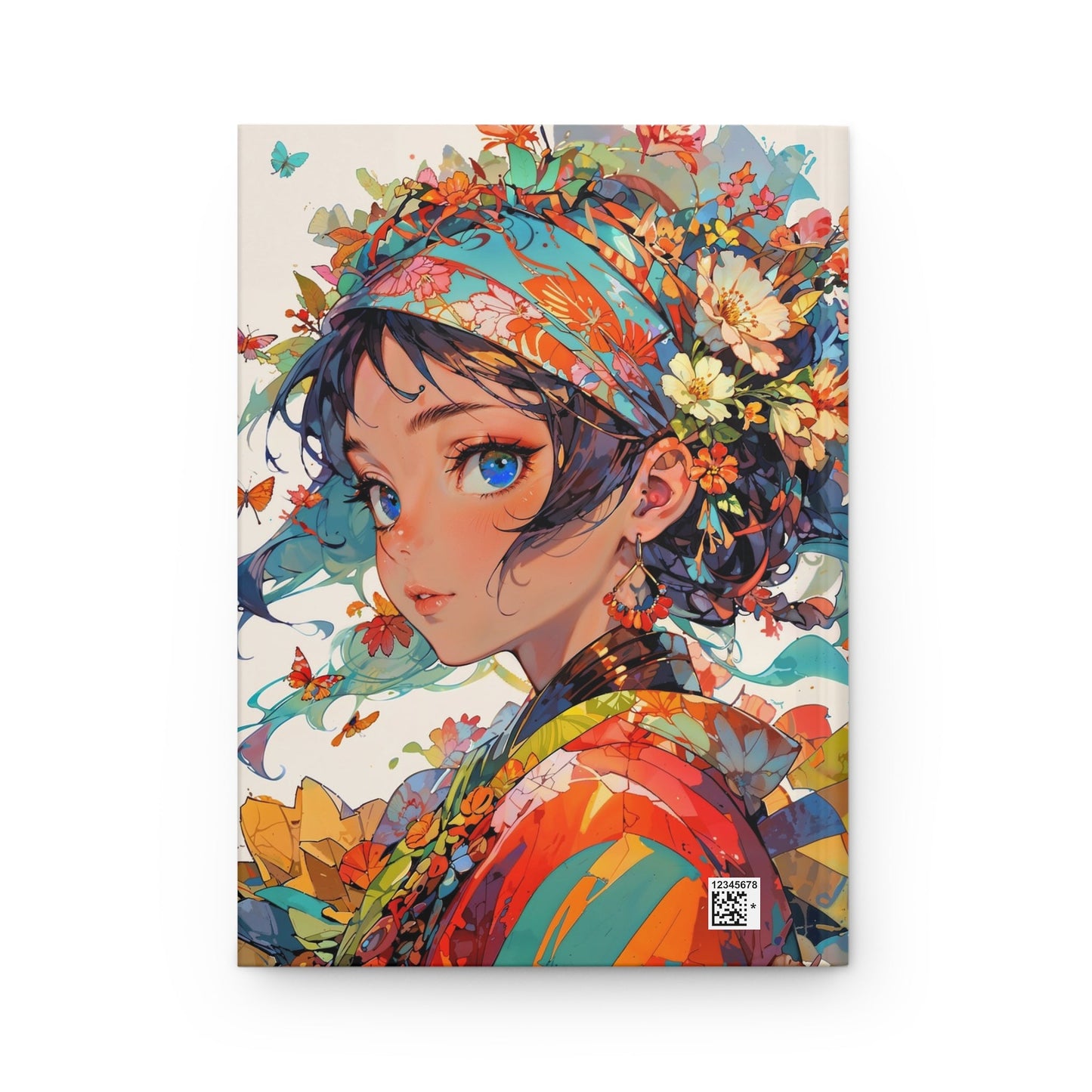 Hardcover Journal Matte - Floral Anime Muse Illustration, A5 - LucyKay store