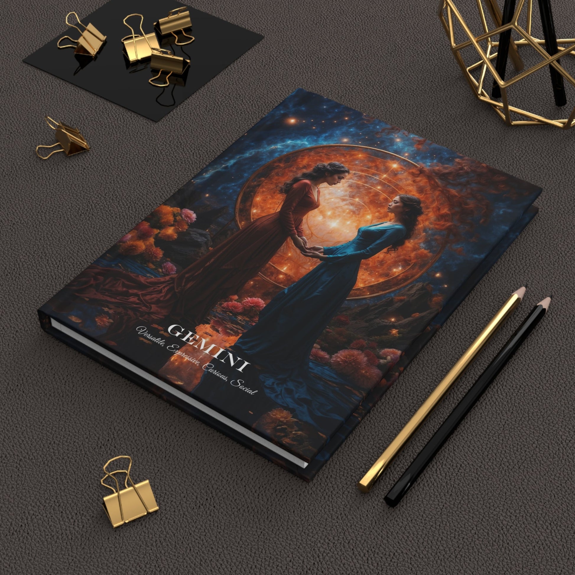 Hardcover Journal Matte - Gemini Zodiac Sign Astrology Diary Notebook A5 - LucyKay store