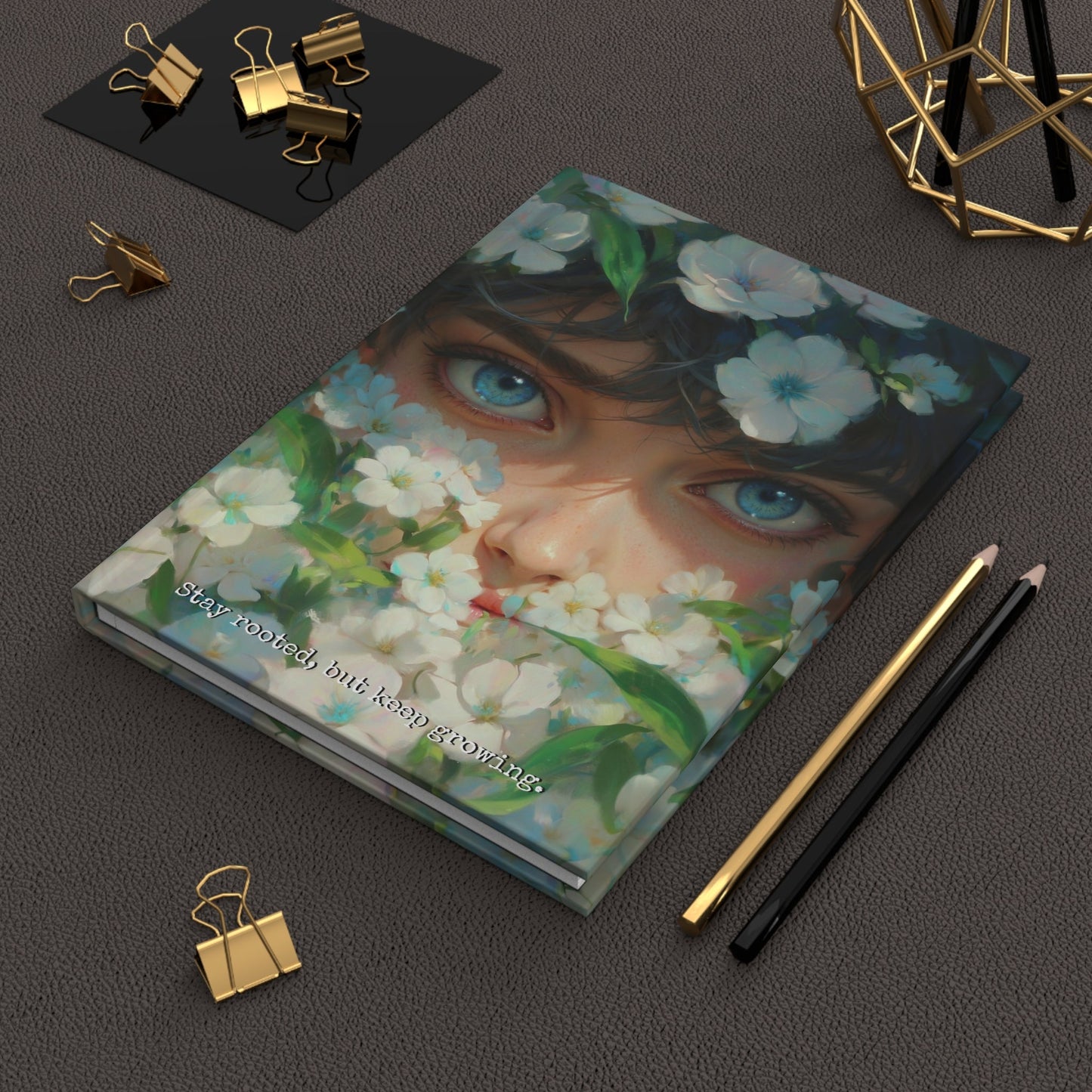 Hardcover Journal Matte - Illustrated Floral Face Art Print, A5 - LucyKay store