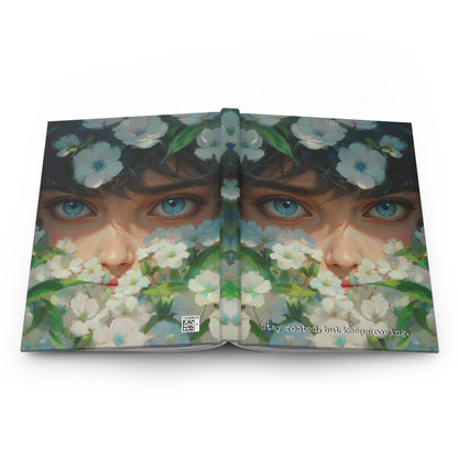 Hardcover Journal Matte - Illustrated Floral Face Art Print, A5 - LucyKay store