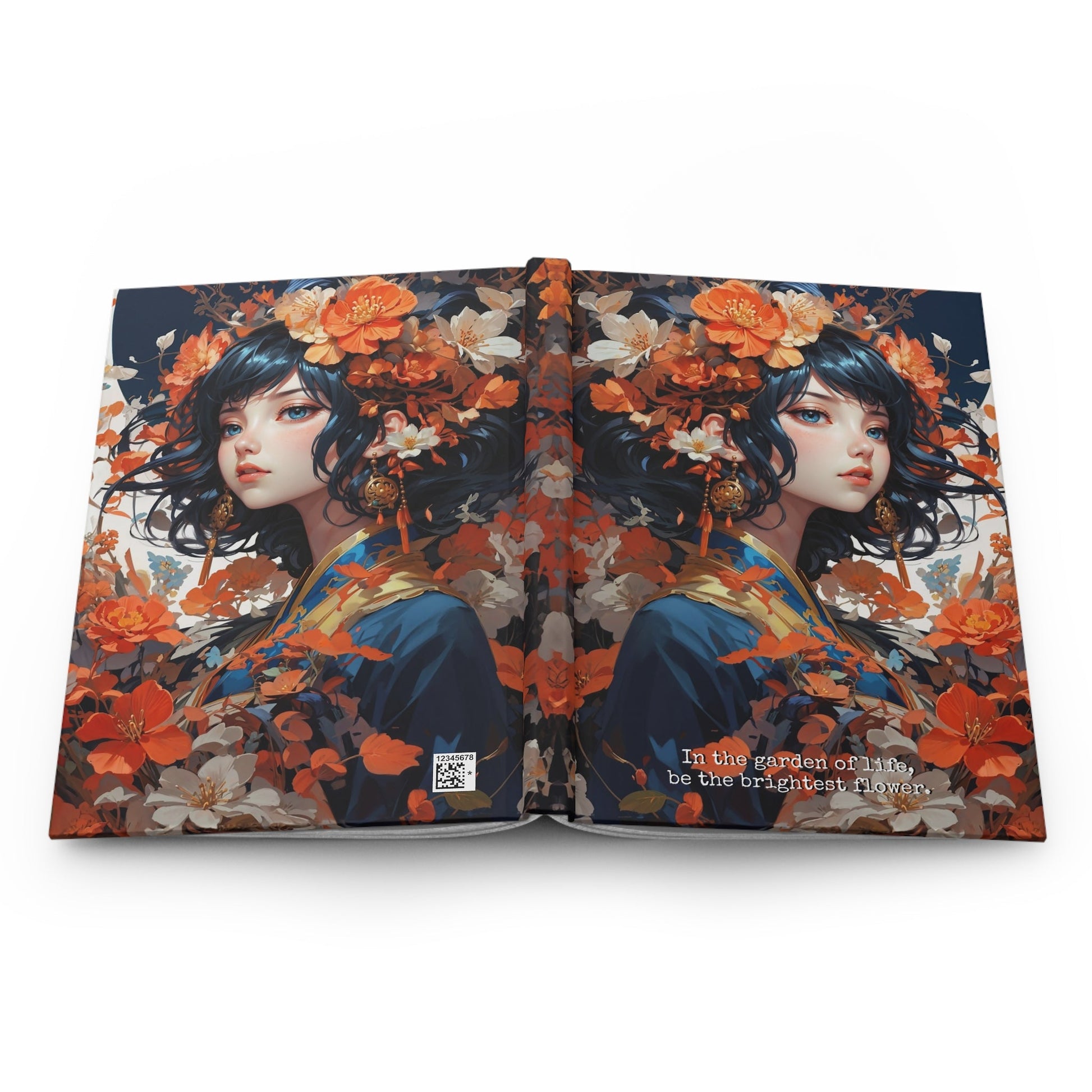 Hardcover Journal Matte - Japanese Girl in Kimono Floral Art Notebook, A5 - LucyKay store