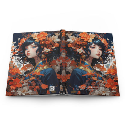 Hardcover Journal Matte - Japanese Girl in Kimono Floral Art Notebook, A5 - LucyKay store