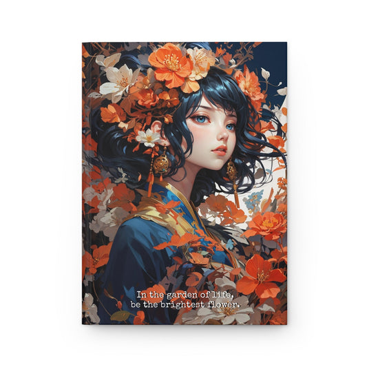 Hardcover Journal Matte - Japanese Girl in Kimono Floral Art Notebook, A5 - LucyKay store
