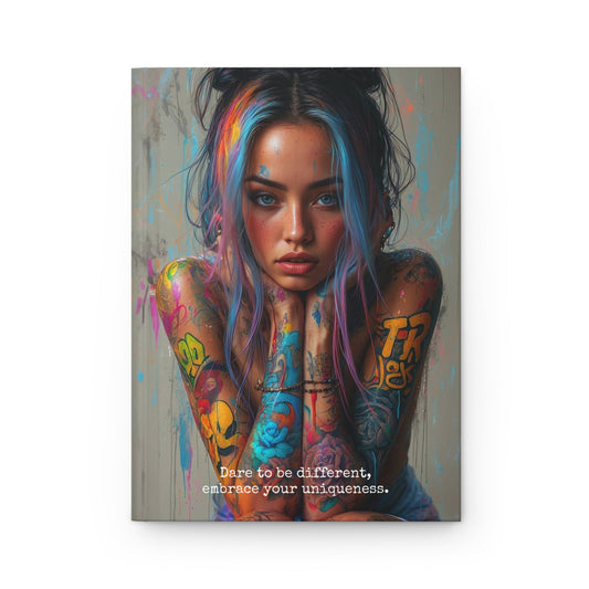 Hardcover Journal Matte - Tattooed Woman Digital Art, A5 - LucyKay store