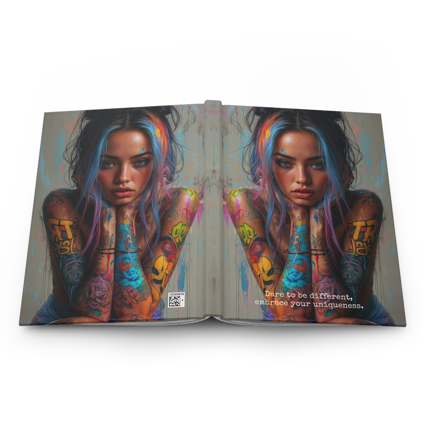 Hardcover Journal Matte - Tattooed Woman Digital Art, A5 - LucyKay store