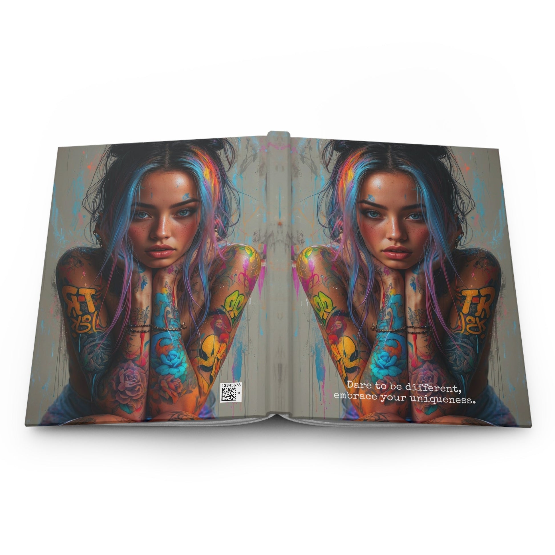 Hardcover Journal Matte - Tattooed Woman Digital Art, A5 - LucyKay store