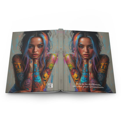 Hardcover Journal Matte - Tattooed Woman Digital Art, A5 - LucyKay store