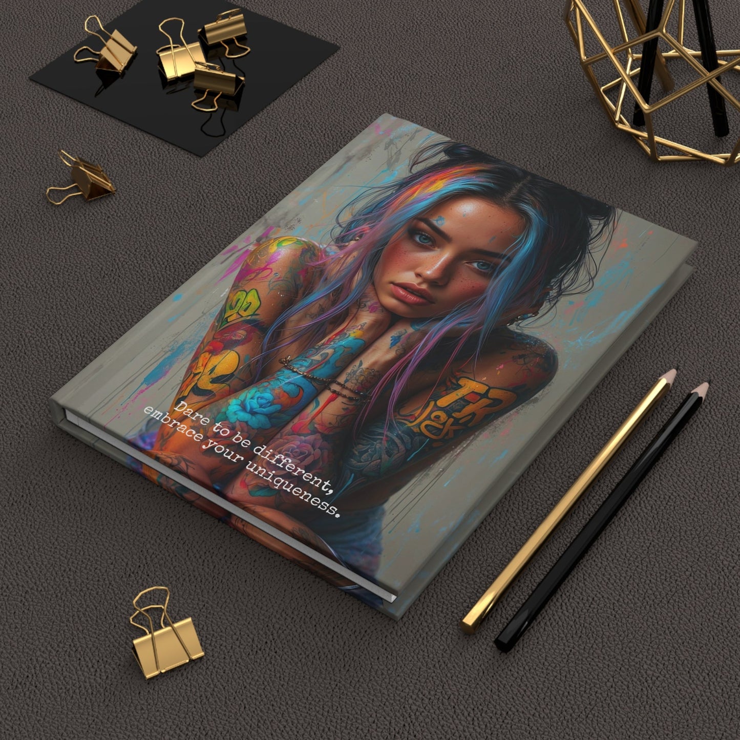 Hardcover Journal Matte - Tattooed Woman Digital Art, A5 - LucyKay store