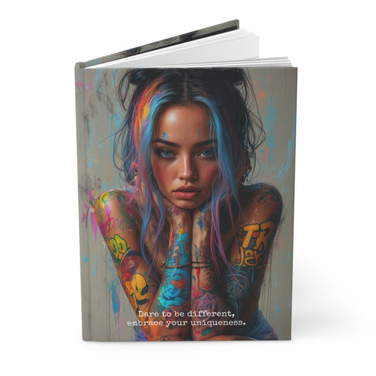 Hardcover Journal Matte - Tattooed Woman Digital Art, A5 - LucyKay store