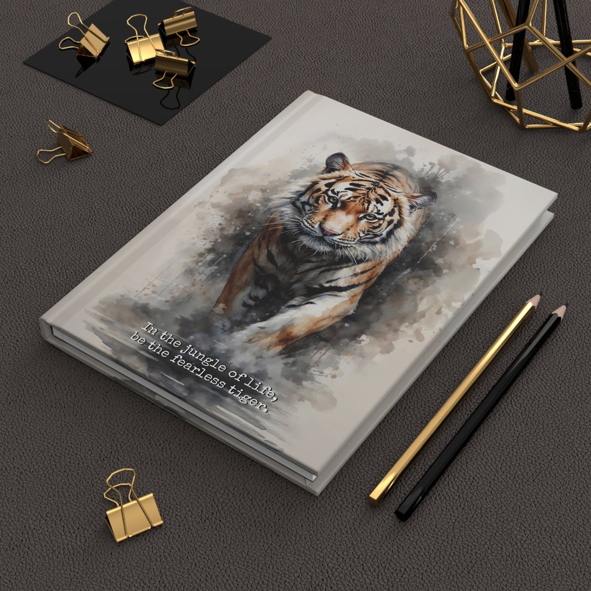 Hardcover Journal Matte - Watercolor painting of mjesti Tiger, A5 - LucyKay store
