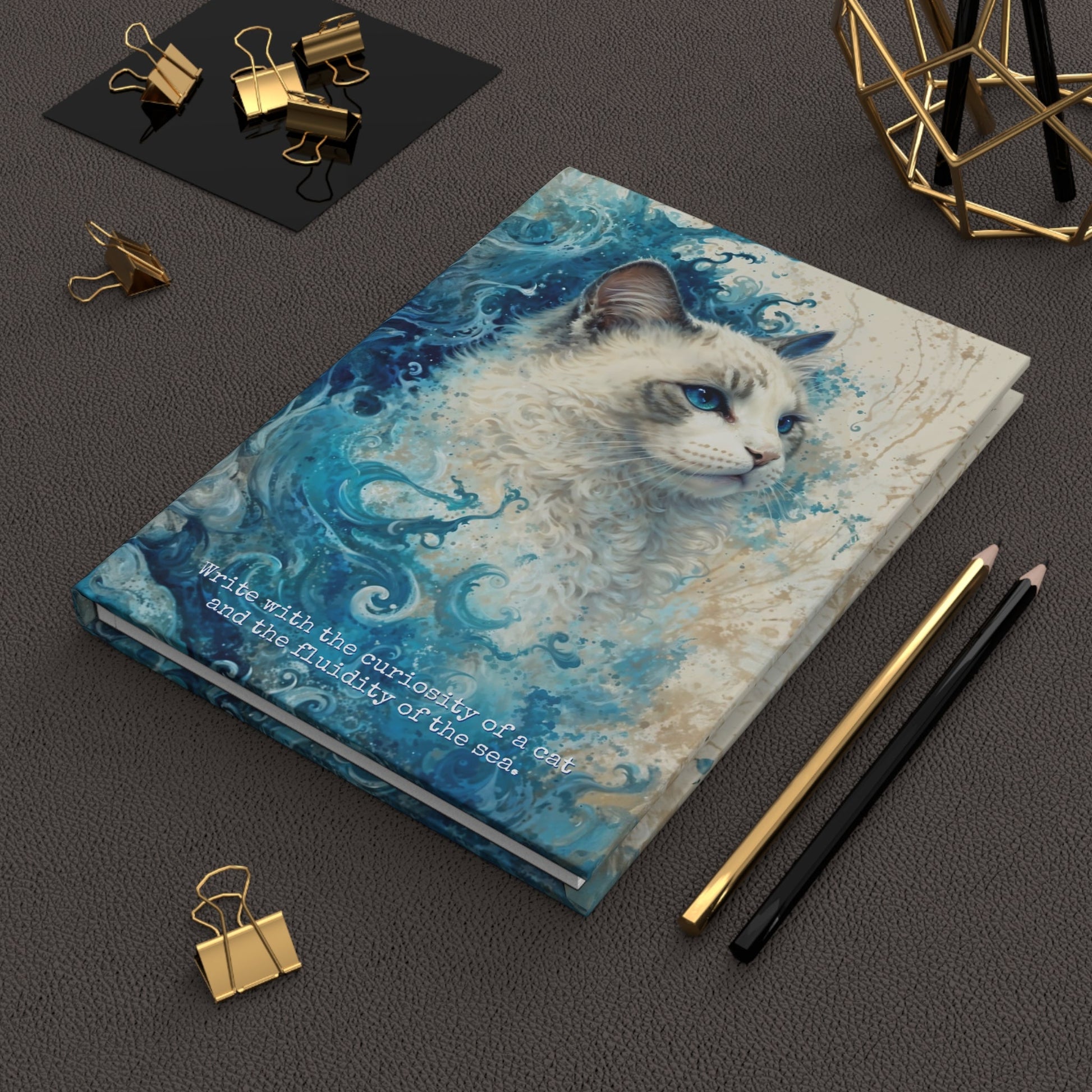 Hardcover Journal Matte - Waves and Whiskers, A5 - LucyKay store