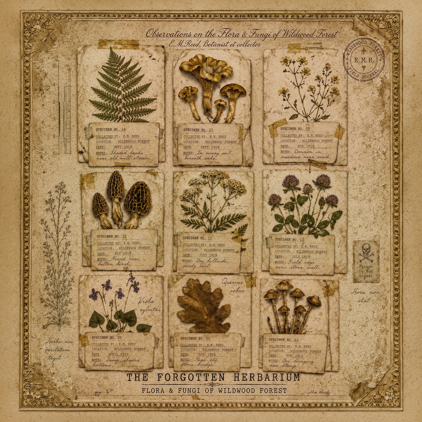 Botanical Tote Bag – Vintage Herbalist & Mushroom Print