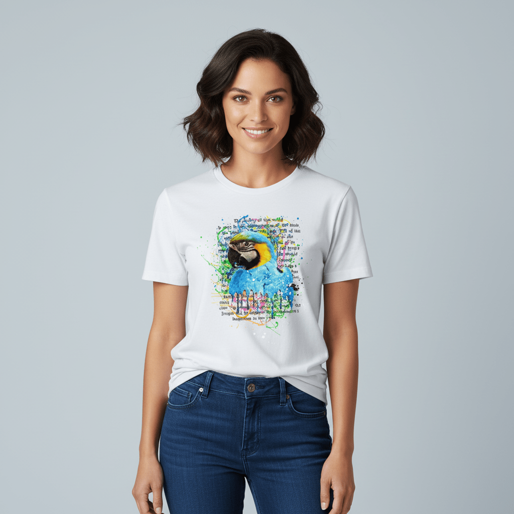 Watercolor Macaw Bird Tee - Tropical Graphic Print Unisex Shirt - LucyKay store