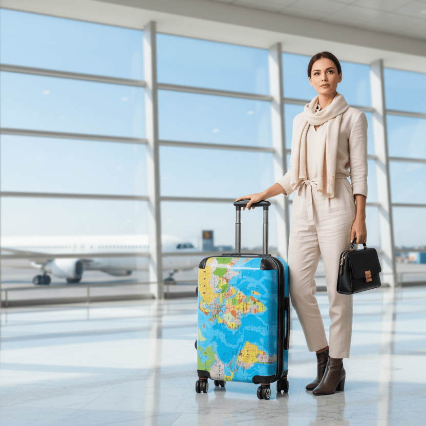World Map Suitcase - Political Map Travel Luggage - LucyKay store