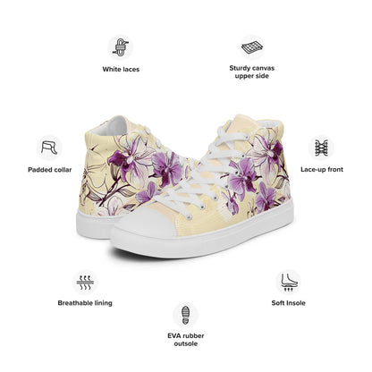 High top canvas shoes - Orchid flower - LucyKay store
