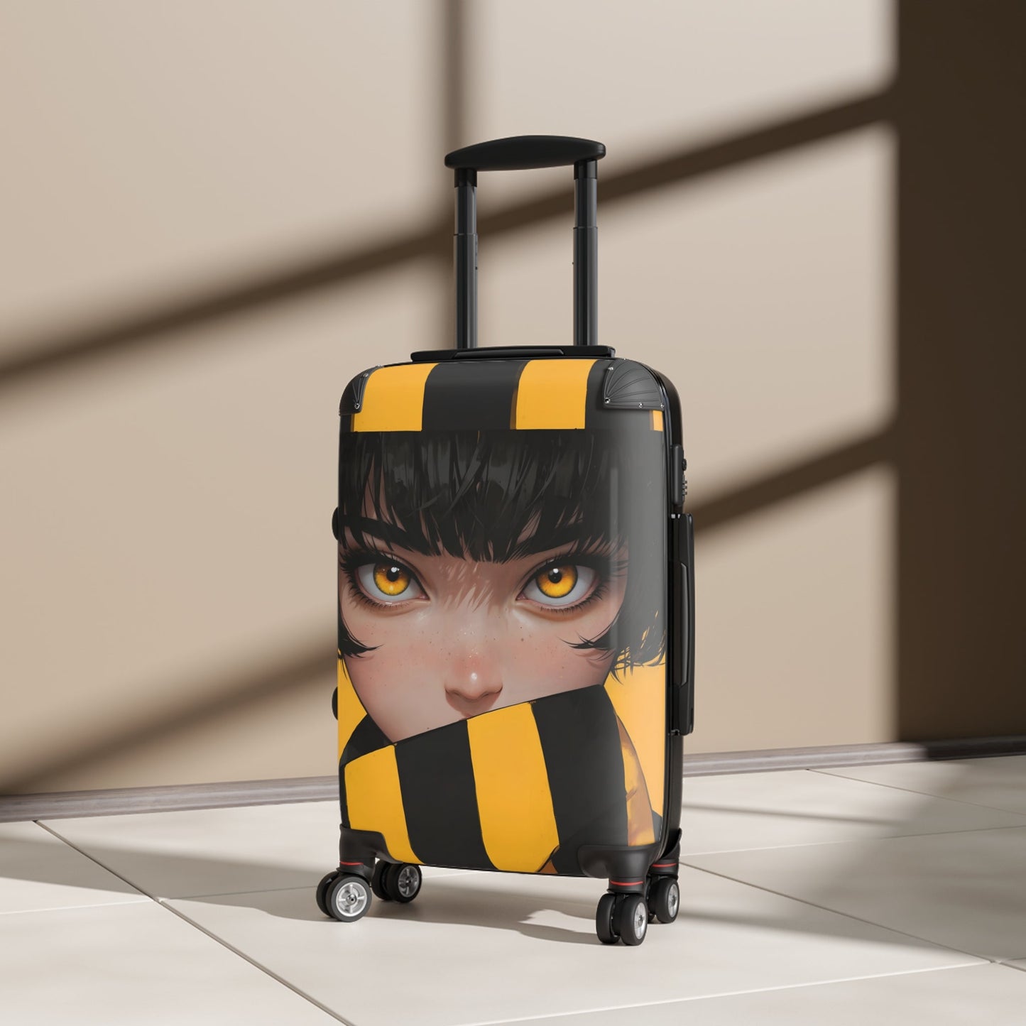 Anime Suitcase - Yellow Striped Girl Portrait Luggage - LucyKay store