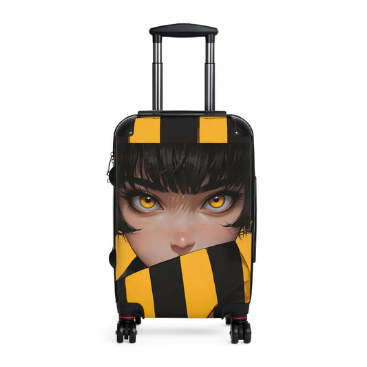 Anime Suitcase - Yellow Striped Girl Portrait Luggage - LucyKay store