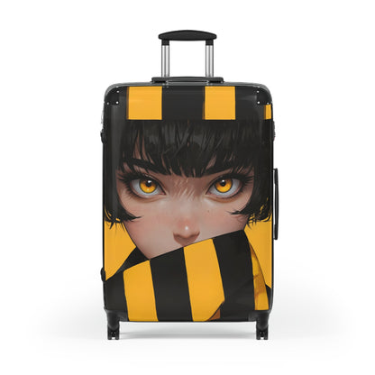 Anime Suitcase - Yellow Striped Girl Portrait Luggage - LucyKay store