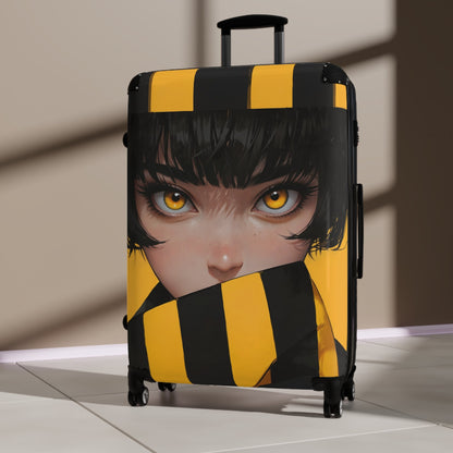 Anime Suitcase - Yellow Striped Girl Portrait Luggage - LucyKay store