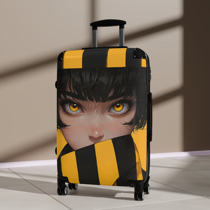 Anime Suitcase - Yellow Striped Girl Portrait Luggage - LucyKay store
