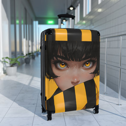 Anime Suitcase - Yellow Striped Girl Portrait Luggage - LucyKay store