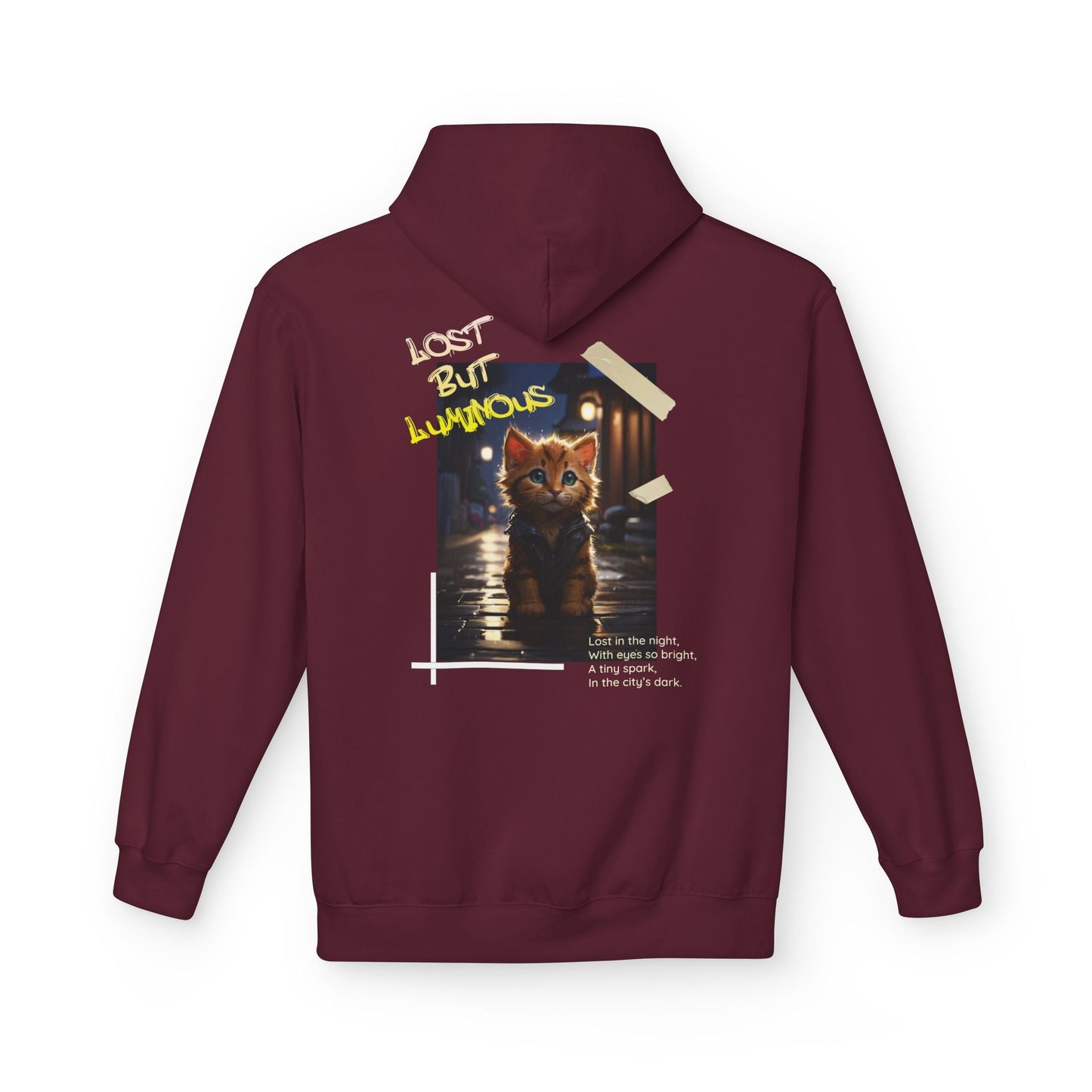 Rainy City Kitten Hoodie | Cute Cat Night Scene Pullover - LucyKay store